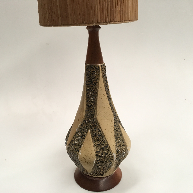 LAMP, Base (Table) - 1960s Cream & Black Speck